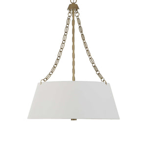 Uttermost Uttermost Andalucia White Linen Drum Pendant With Matte Brushed Gold Chain & Glass Diffuser — Elegant Ambient Lighting 21638