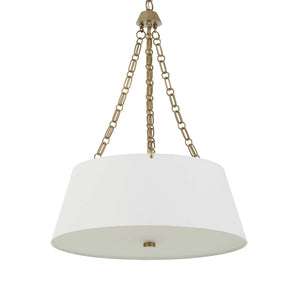 Uttermost Uttermost Andalucia White Linen Drum Pendant With Matte Brushed Gold Chain & Glass Diffuser — Elegant Ambient Lighting 21638