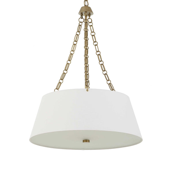 Uttermost Uttermost Andalucia White Linen Drum Pendant With Matte Brushed Gold Chain & Glass Diffuser — Elegant Ambient Lighting 21638