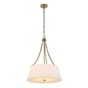 Uttermost Uttermost Andalucia White Linen Drum Pendant With Matte Brushed Gold Chain & Glass Diffuser — Elegant Ambient Lighting 21638
