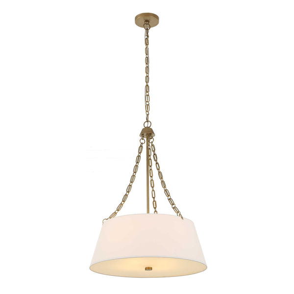Uttermost Uttermost Andalucia White Linen Drum Pendant With Matte Brushed Gold Chain & Glass Diffuser — Elegant Ambient Lighting 21638