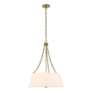 Uttermost Uttermost Andalucia White Linen Drum Pendant With Matte Brushed Gold Chain & Glass Diffuser — Elegant Ambient Lighting 21638