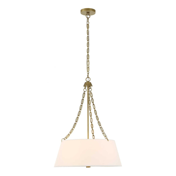 Uttermost Uttermost Andalucia White Linen Drum Pendant With Matte Brushed Gold Chain & Glass Diffuser — Elegant Ambient Lighting 21638