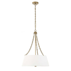 Uttermost Uttermost Andalucia White Linen Drum Pendant With Matte Brushed Gold Chain & Glass Diffuser — Elegant Ambient Lighting 21638