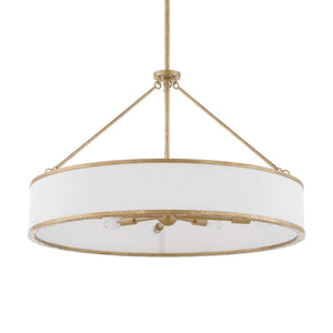 Uttermost Uttermost Algiers Drum Pendant Light, Textured Soft-Gold Frame With White Linen Shade, 8-Light Adjustable 21639