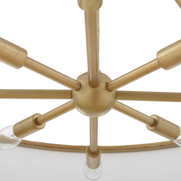 Uttermost Uttermost Algiers Drum Pendant Light, Textured Soft-Gold Frame With White Linen Shade, 8-Light Adjustable 21639