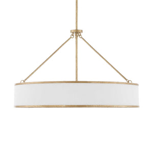 Uttermost Uttermost Algiers Drum Pendant Light, Textured Soft-Gold Frame With White Linen Shade, 8-Light Adjustable 21639