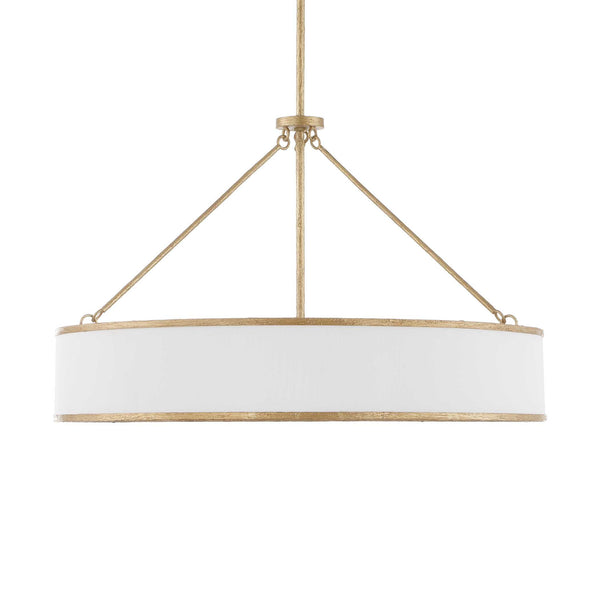 Uttermost Uttermost Algiers Drum Pendant Light, Textured Soft-Gold Frame With White Linen Shade, 8-Light Adjustable 21639