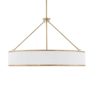 Uttermost Uttermost Algiers Drum Pendant Light, Textured Soft-Gold Frame With White Linen Shade, 8-Light Adjustable 21639
