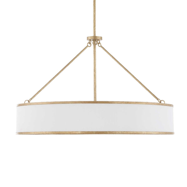 Uttermost Uttermost Algiers Drum Pendant Light, Textured Soft-Gold Frame With White Linen Shade, 8-Light Adjustable 21639