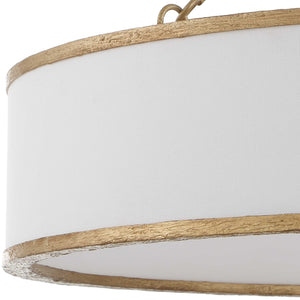 Uttermost Uttermost Algiers Drum Pendant Light, Textured Soft-Gold Frame With White Linen Shade, 8-Light Adjustable 21639
