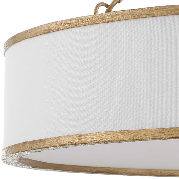 Uttermost Uttermost Algiers Drum Pendant Light, Textured Soft-Gold Frame With White Linen Shade, 8-Light Adjustable 21639
