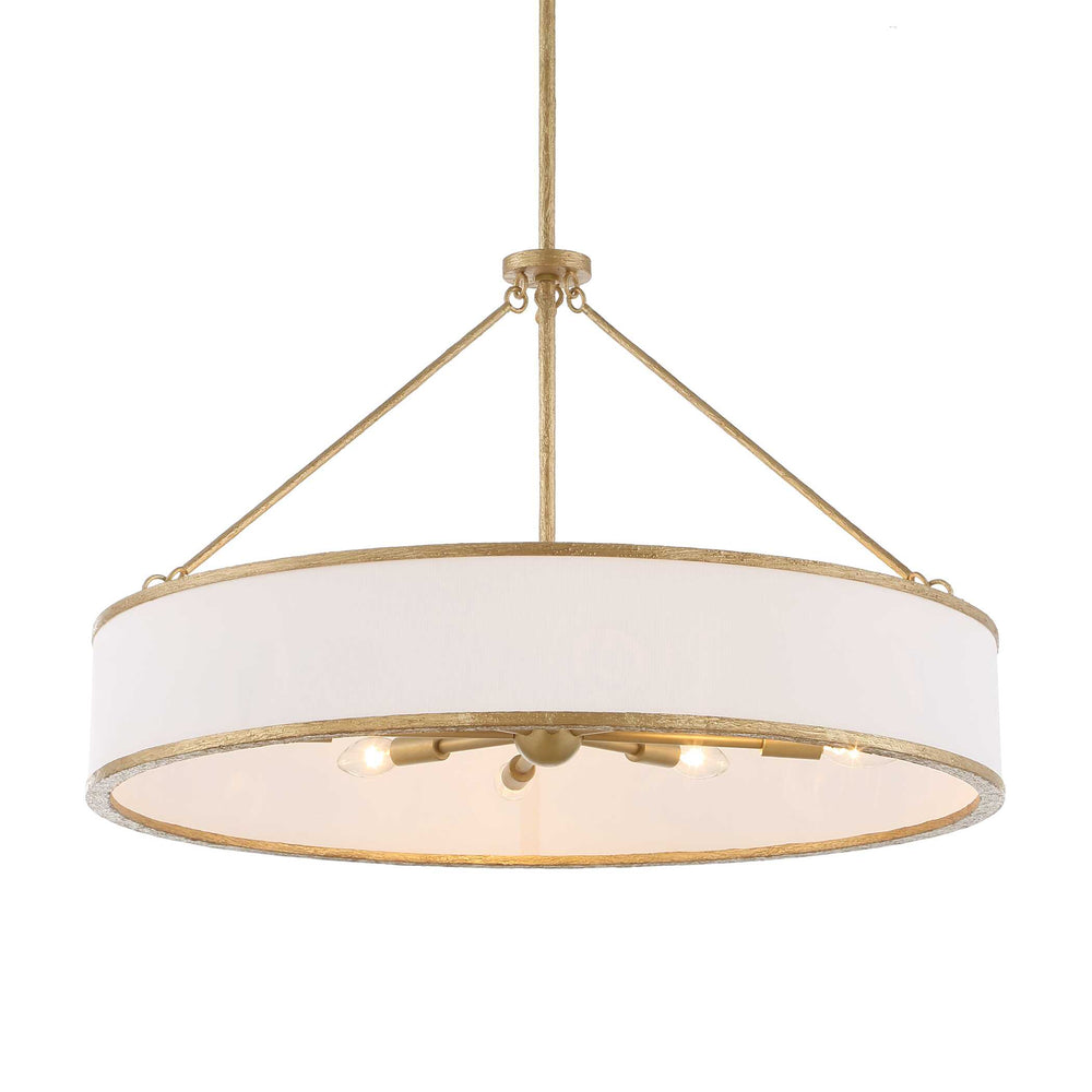 Uttermost Uttermost Algiers Drum Pendant Light, Textured Soft-Gold Frame With White Linen Shade, 8-Light Adjustable 21639