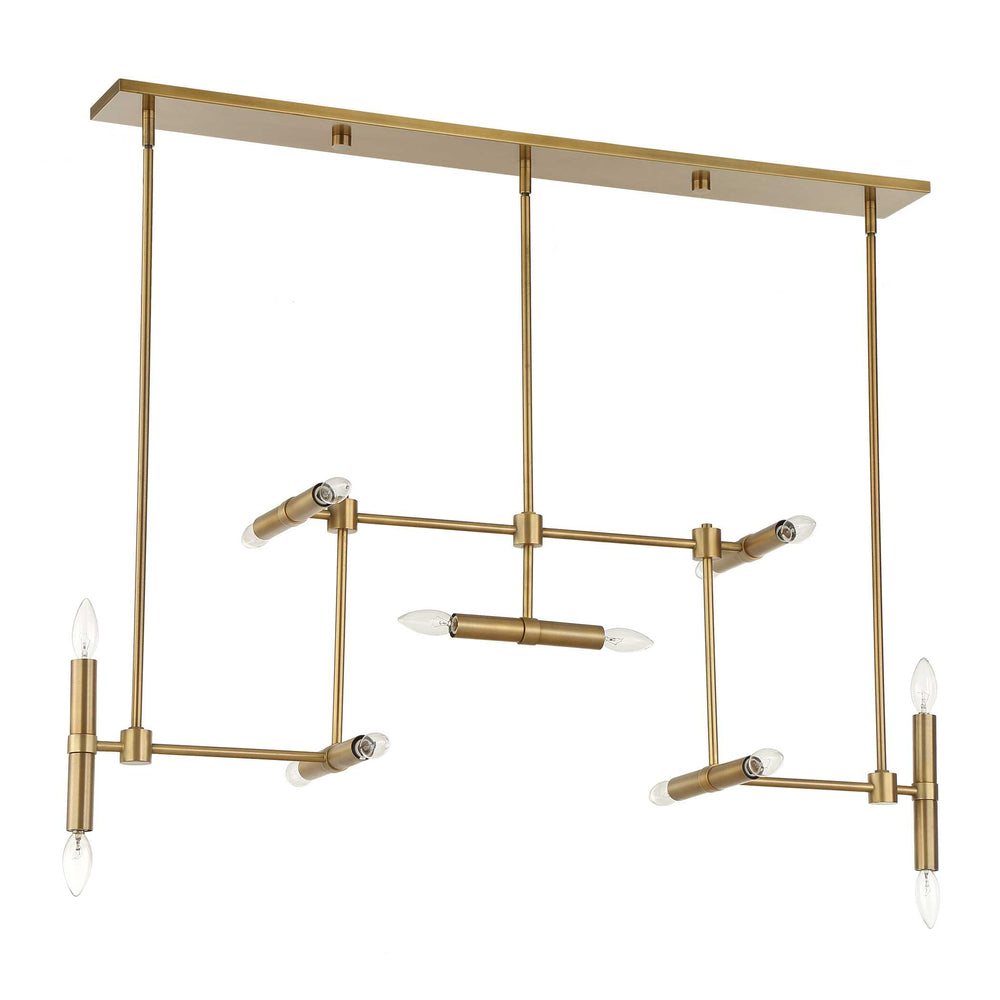 Uttermost Uttermost Cadre Antique Brass 14-Light Modern Linear Pendant — Oversized Geometric Fixture, Adjustable Drop 21640