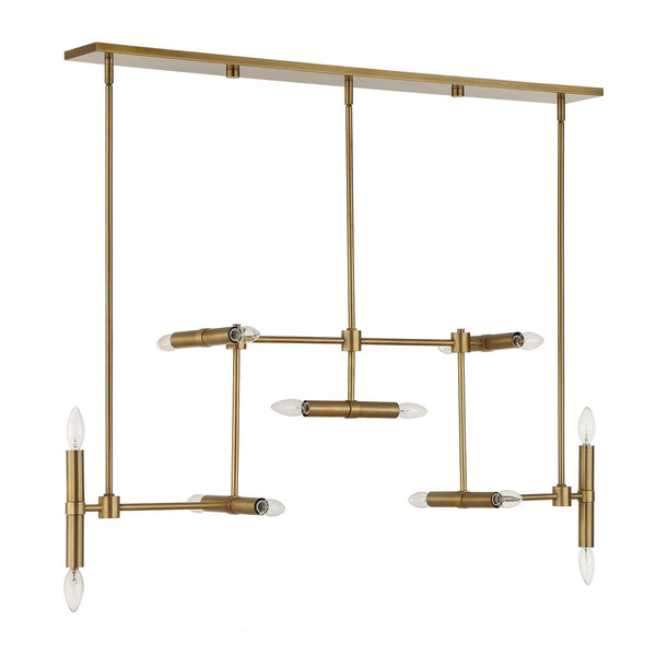Uttermost Uttermost Cadre Antique Brass 14-Light Modern Linear Pendant — Oversized Geometric Fixture, Adjustable Drop 21640