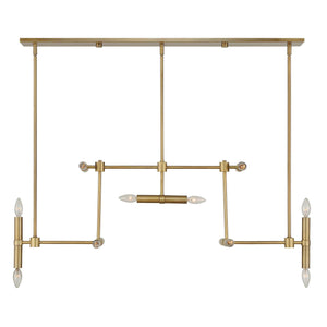 Uttermost Uttermost Cadre Antique Brass 14-Light Modern Linear Pendant — Oversized Geometric Fixture, Adjustable Drop 21640