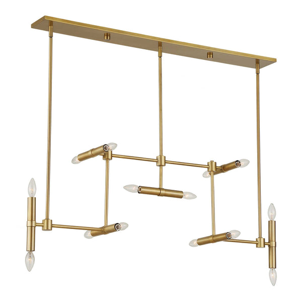 Uttermost Uttermost Cadre Antique Brass 14-Light Modern Linear Pendant — Oversized Geometric Fixture, Adjustable Drop 21640