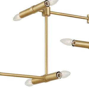 Uttermost Uttermost Cadre Antique Brass 14-Light Modern Linear Pendant — Oversized Geometric Fixture, Adjustable Drop 21640