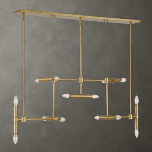 Uttermost Uttermost Cadre Antique Brass 14-Light Modern Linear Pendant — Oversized Geometric Fixture, Adjustable Drop 21640