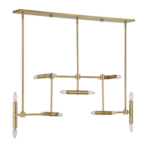 Uttermost Uttermost Cadre Antique Brass 14-Light Modern Linear Pendant — Oversized Geometric Fixture, Adjustable Drop 21640