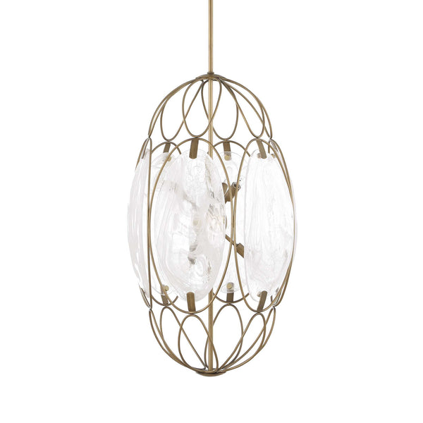 Uttermost Uttermost Valencia Elongated 6-Light Pendant With Swirled Glass Panels & Soft Gold Finish, Adjustable 21641