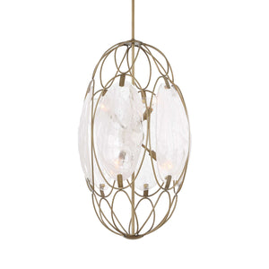 Uttermost Uttermost Valencia Elongated 6-Light Pendant With Swirled Glass Panels & Soft Gold Finish, Adjustable 21641