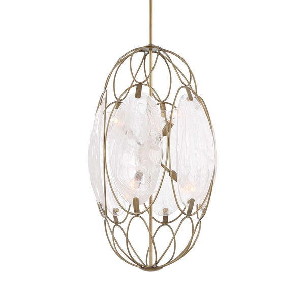 Uttermost Uttermost Valencia Elongated 6-Light Pendant With Swirled Glass Panels & Soft Gold Finish, Adjustable 21641