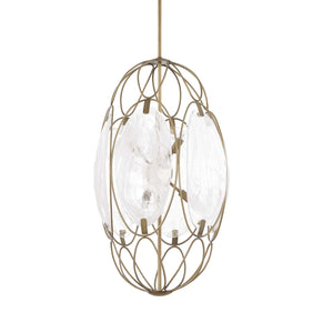 Uttermost Uttermost Valencia Elongated 6-Light Pendant With Swirled Glass Panels & Soft Gold Finish, Adjustable 21641