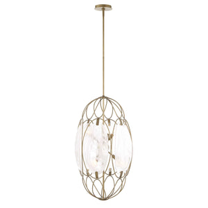 Uttermost Uttermost Valencia Elongated 6-Light Pendant With Swirled Glass Panels & Soft Gold Finish, Adjustable 21641