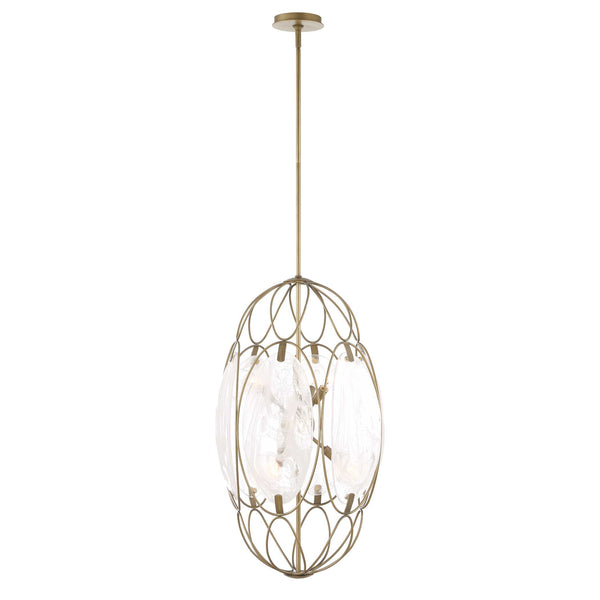 Uttermost Uttermost Valencia Elongated 6-Light Pendant With Swirled Glass Panels & Soft Gold Finish, Adjustable 21641