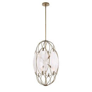 Uttermost Uttermost Valencia Elongated 6-Light Pendant With Swirled Glass Panels & Soft Gold Finish, Adjustable 21641