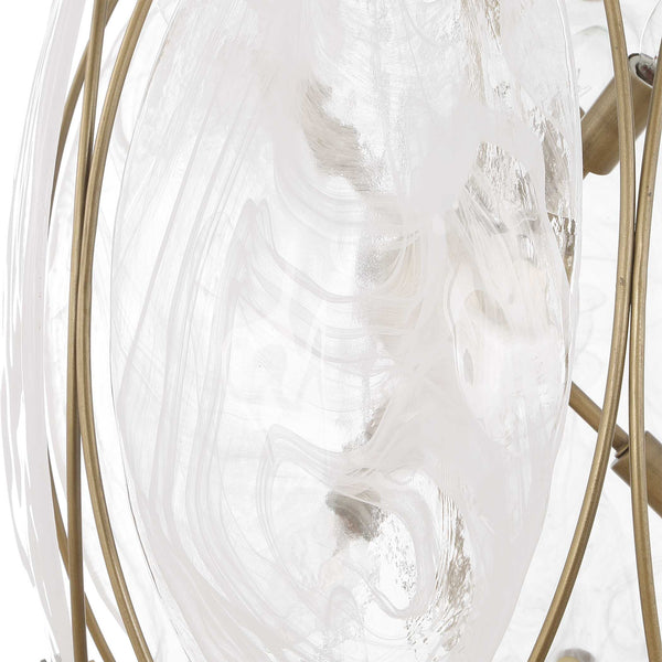 Uttermost Uttermost Valencia Elongated 6-Light Pendant With Swirled Glass Panels & Soft Gold Finish, Adjustable 21641