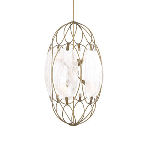 Uttermost Uttermost Valencia Elongated 6-Light Pendant With Swirled Glass Panels & Soft Gold Finish, Adjustable 21641