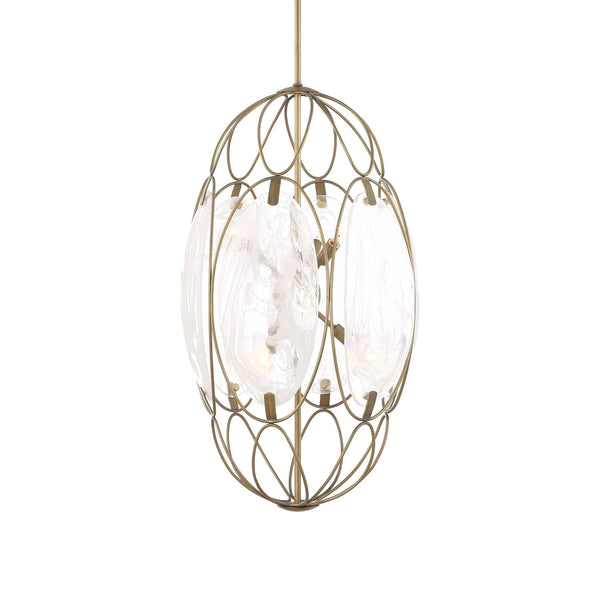 Uttermost Uttermost Valencia Elongated 6-Light Pendant With Swirled Glass Panels & Soft Gold Finish, Adjustable 21641