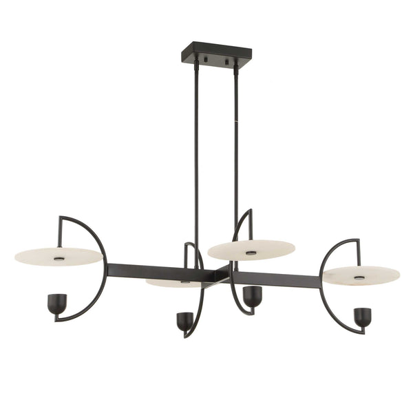 Uttermost Uttermost Matte Black Kyoto Linear Led Chandelier With Alabaster Disks, 2774 Lumens, 3000K Warm 21401