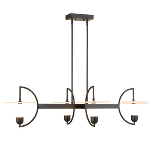 Uttermost Uttermost Matte Black Kyoto Linear Led Chandelier With Alabaster Disks, 2774 Lumens, 3000K Warm 21401