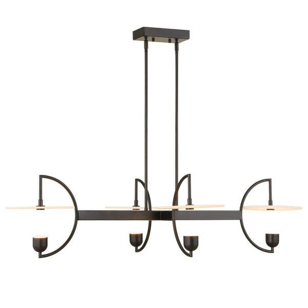 Uttermost Uttermost Matte Black Kyoto Linear Led Chandelier With Alabaster Disks, 2774 Lumens, 3000K Warm 21401