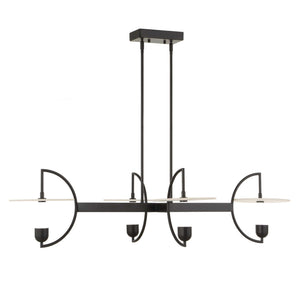 Uttermost Uttermost Matte Black Kyoto Linear Led Chandelier With Alabaster Disks, 2774 Lumens, 3000K Warm 21401