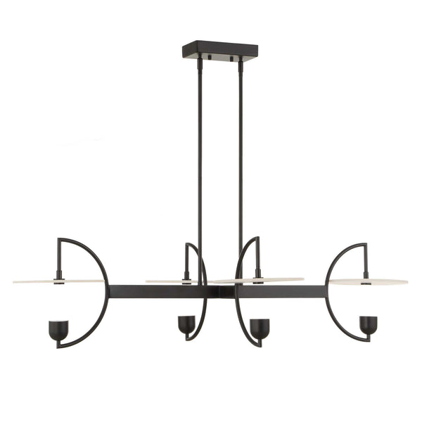 Uttermost Uttermost Matte Black Kyoto Linear Led Chandelier With Alabaster Disks, 2774 Lumens, 3000K Warm 21401