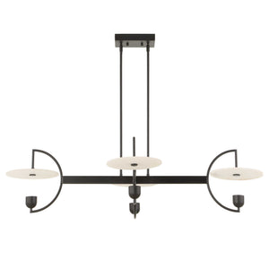 Uttermost Uttermost Matte Black Kyoto Linear Led Chandelier With Alabaster Disks, 2774 Lumens, 3000K Warm 21401
