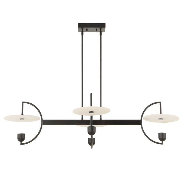 Uttermost Uttermost Matte Black Kyoto Linear Led Chandelier With Alabaster Disks, 2774 Lumens, 3000K Warm 21401