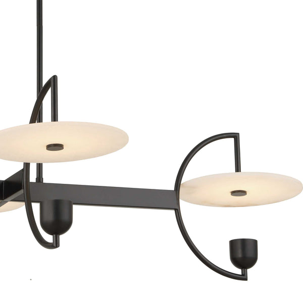 Uttermost Uttermost Matte Black Kyoto Linear Led Chandelier With Alabaster Disks, 2774 Lumens, 3000K Warm 21401