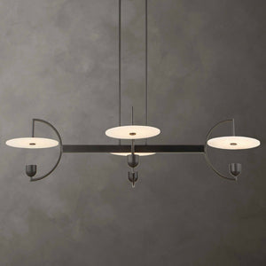 Uttermost Uttermost Matte Black Kyoto Linear Led Chandelier With Alabaster Disks, 2774 Lumens, 3000K Warm 21401