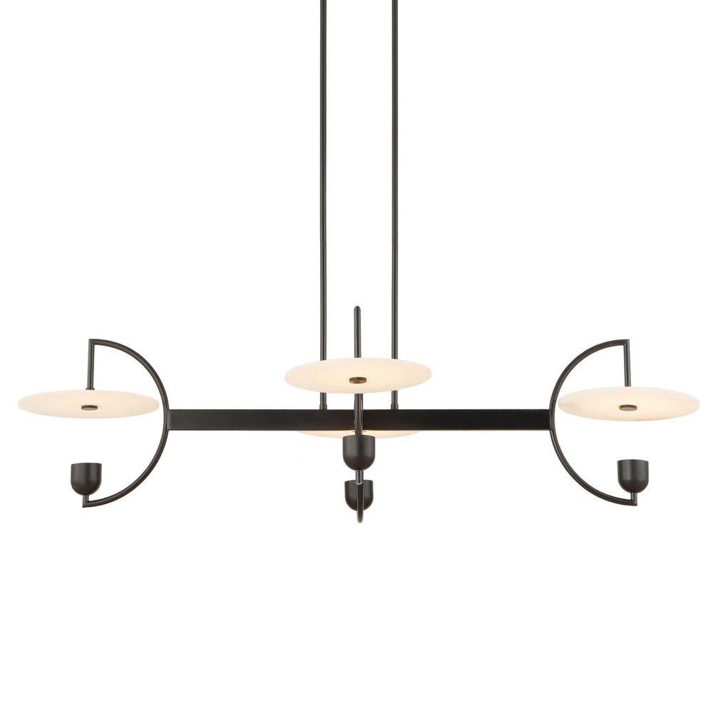 Uttermost Uttermost Matte Black Kyoto Linear Led Chandelier With Alabaster Disks, 2774 Lumens, 3000K Warm 21401