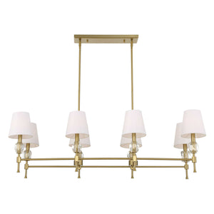 Uttermost Uttermost Arques Linear 8-Light Chandelier In Warm Natural Brass With Clear Crystal Accents & Shades 21402