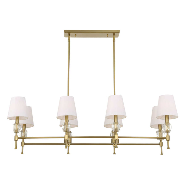 Uttermost Uttermost Arques Linear 8-Light Chandelier In Warm Natural Brass With Clear Crystal Accents & Shades 21402