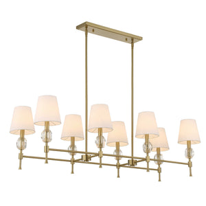 Uttermost Uttermost Arques Linear 8-Light Chandelier In Warm Natural Brass With Clear Crystal Accents & Shades 21402