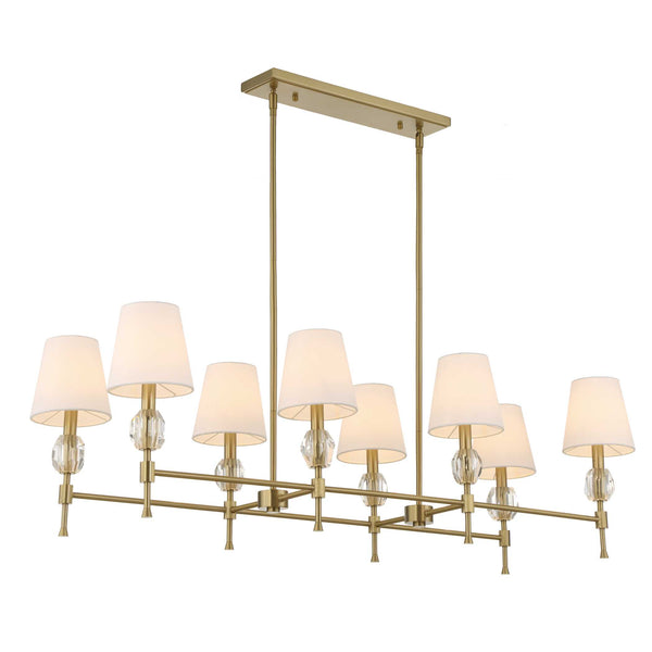 Uttermost Uttermost Arques Linear 8-Light Chandelier In Warm Natural Brass With Clear Crystal Accents & Shades 21402