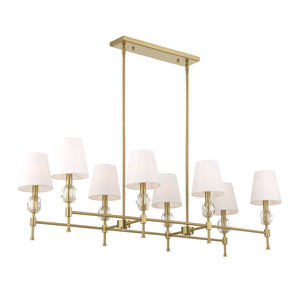 Uttermost Uttermost Arques Linear 8-Light Chandelier In Warm Natural Brass With Clear Crystal Accents & Shades 21402