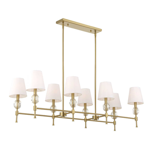 Uttermost Uttermost Arques Linear 8-Light Chandelier In Warm Natural Brass With Clear Crystal Accents & Shades 21402